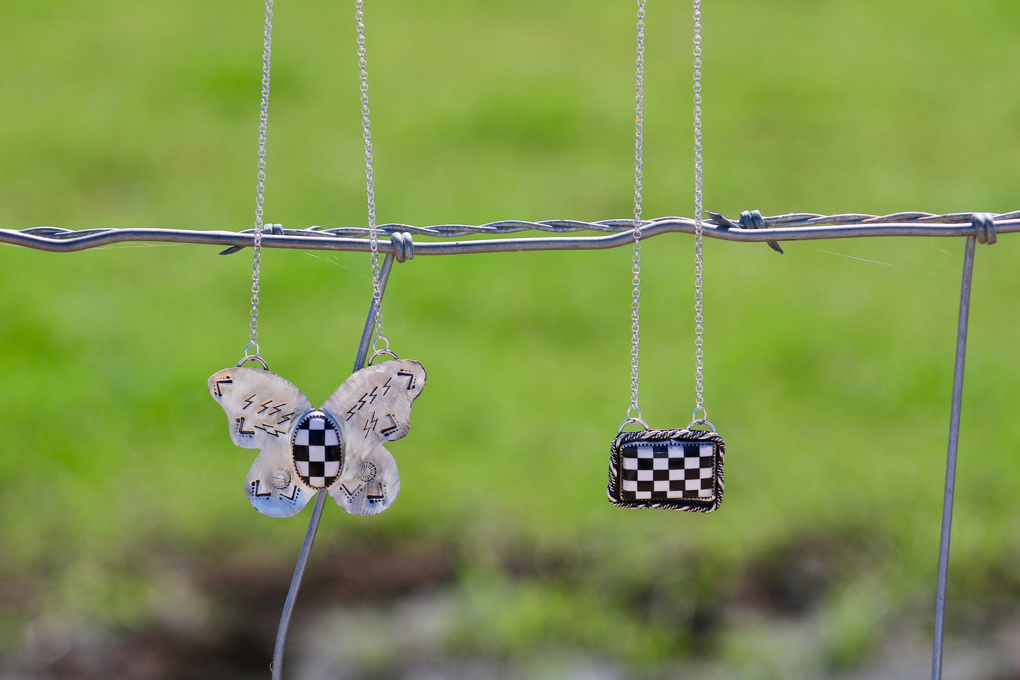 Checkered Bar Necklace