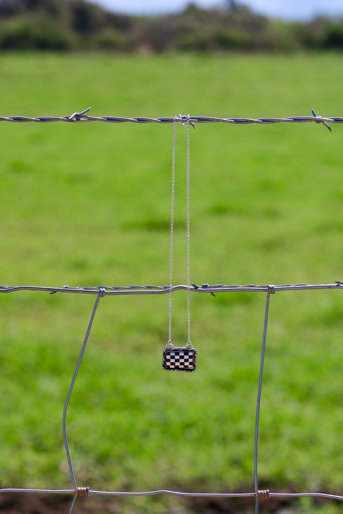 Checkered Bar Necklace