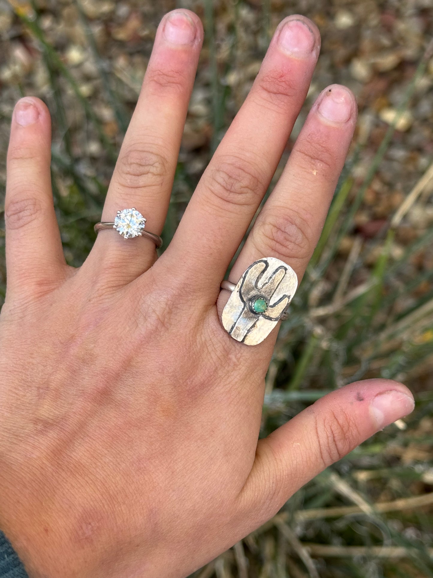 Turquoise Cactus Ring Size 8