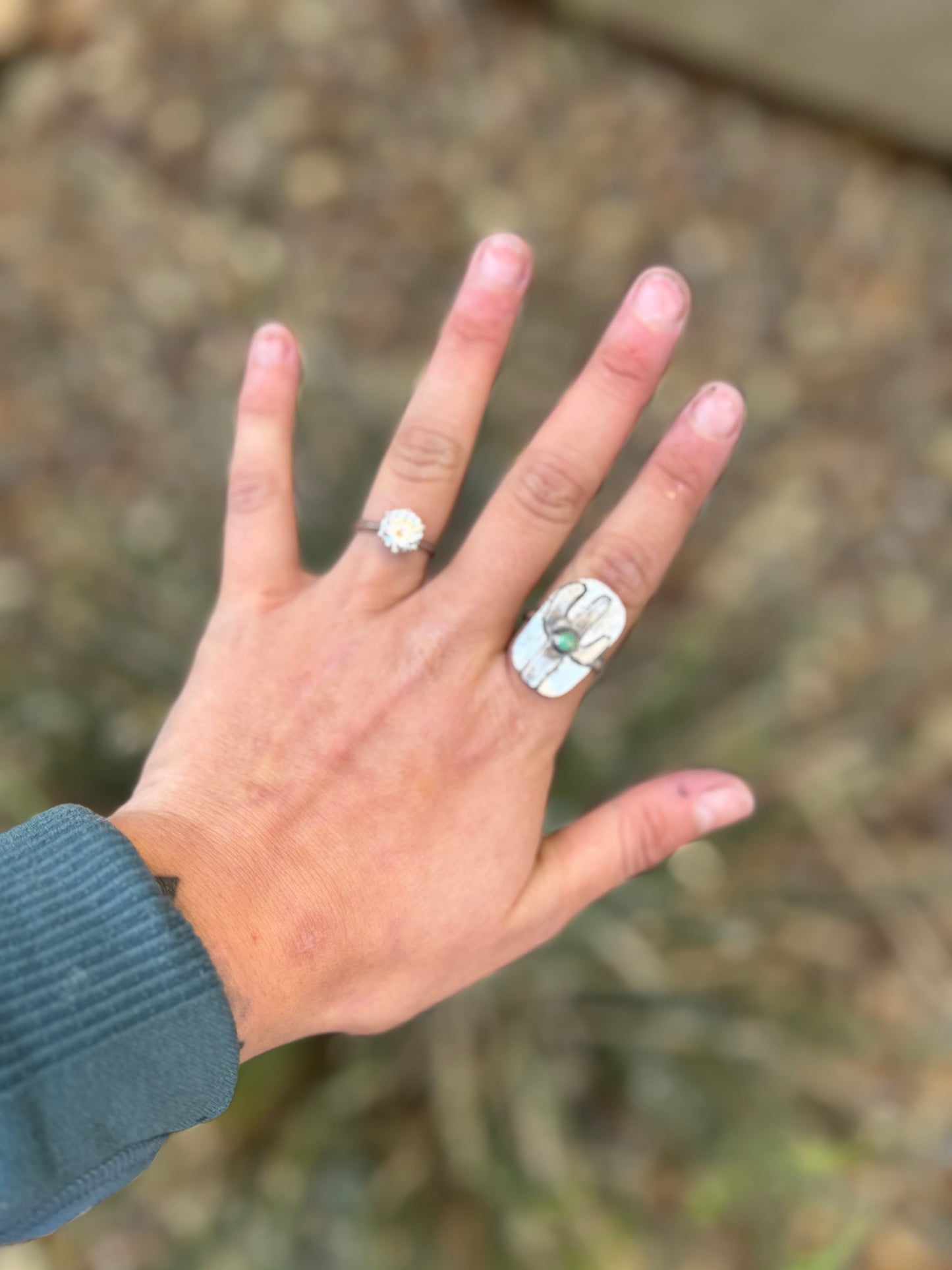 Turquoise Cactus Ring Size 8