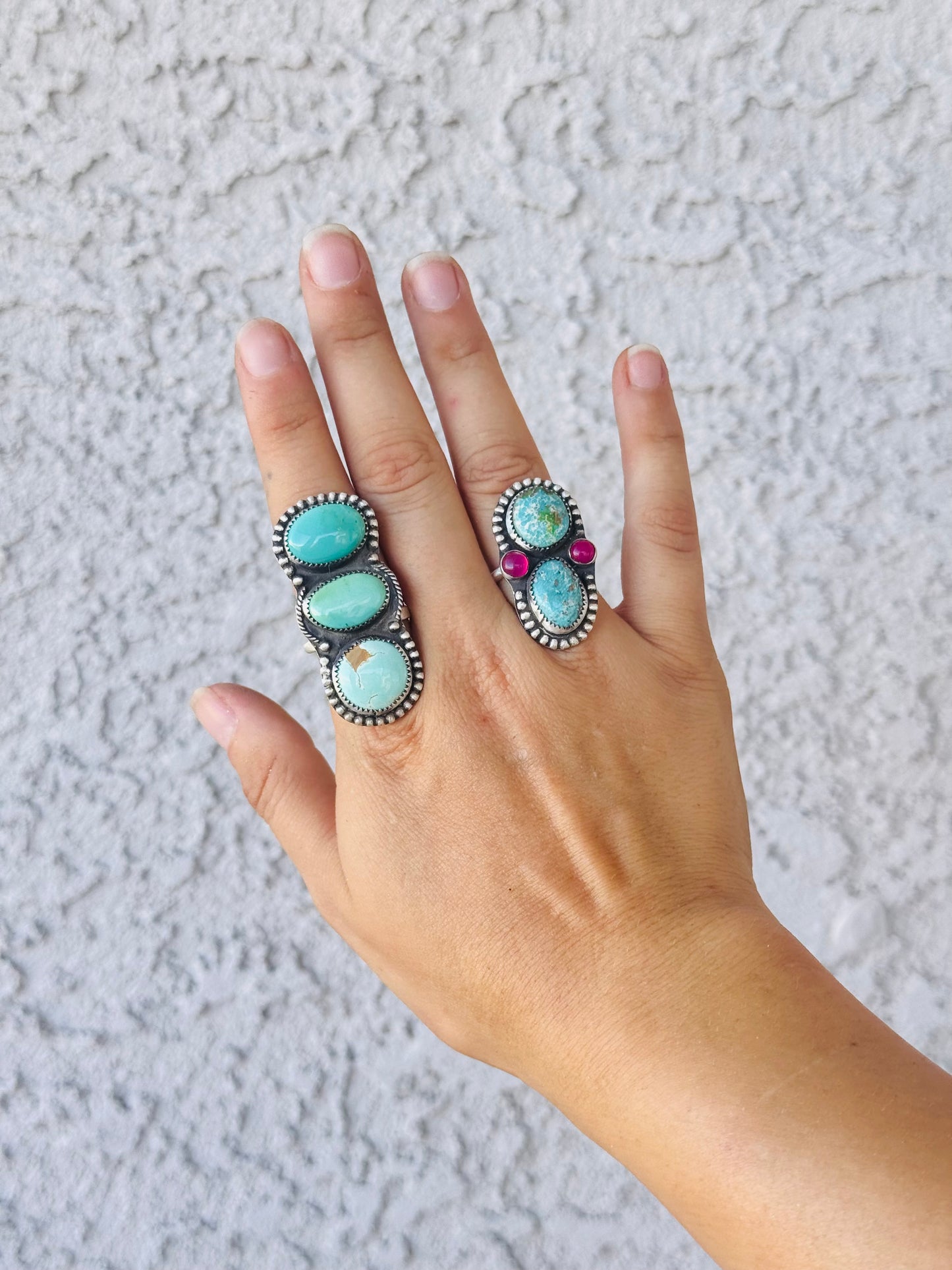 Sonoran Mountain & Pink Conch Ring Size 7.25