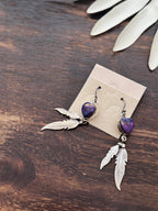 RESELL Southwest Purple Mohave Turquoise Dangle Heart Earrings