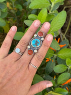 Kingman Turquoise & Red Jasper Ring Size 7.5