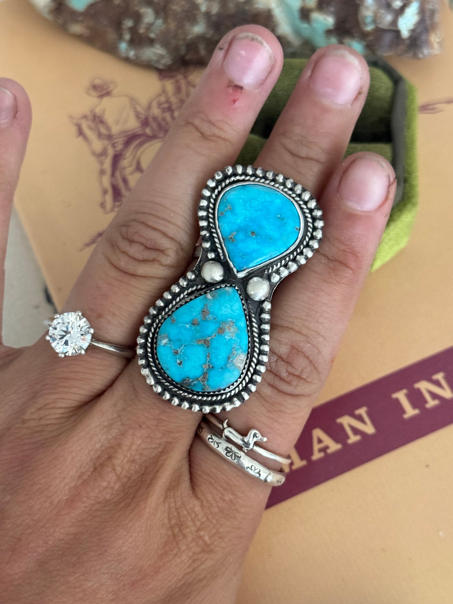 Blue Bird Turquoise Adjustable Ring