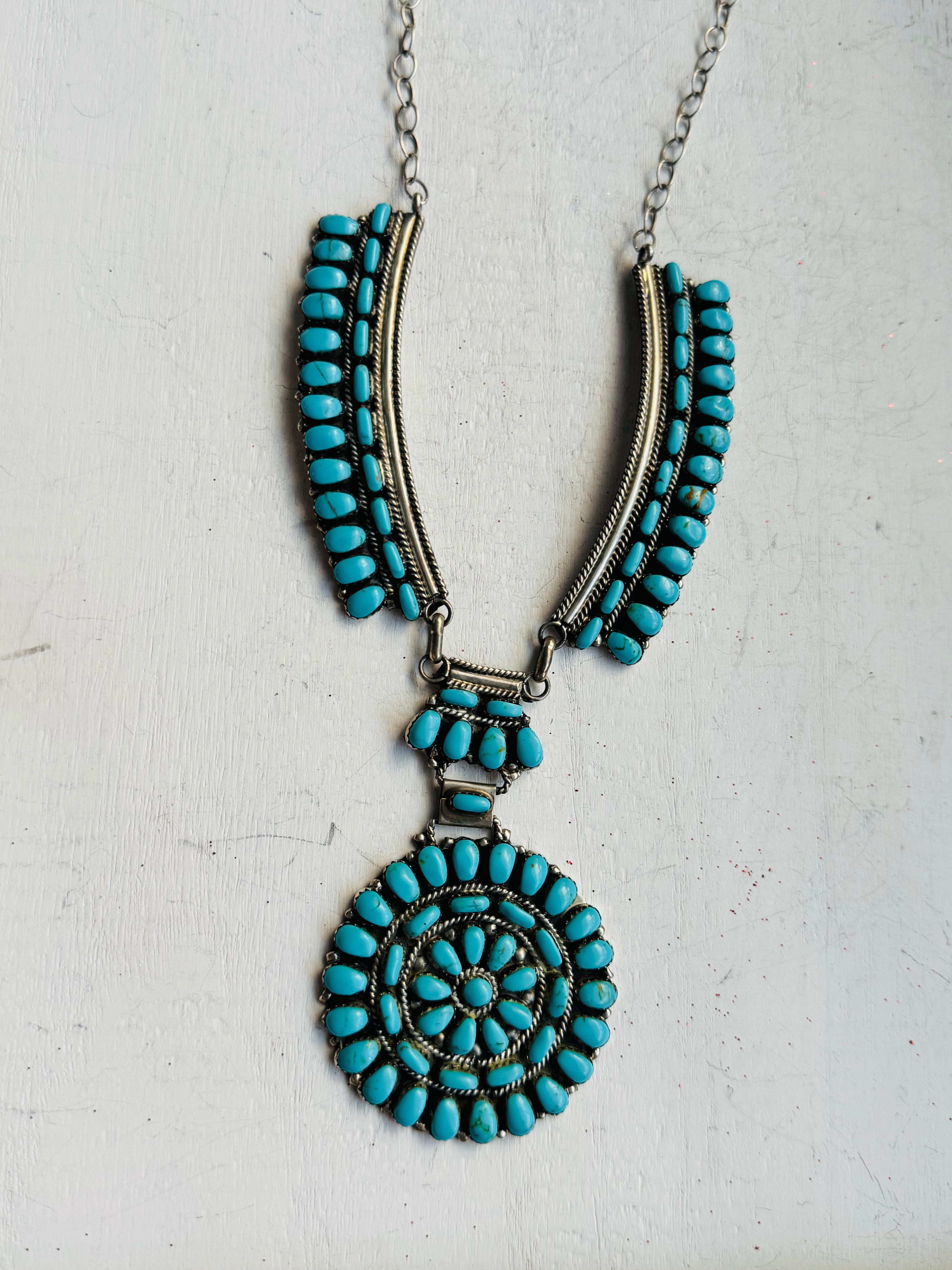 RESELL Kingman Turquoise Cluster Necklace