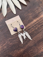 RESELL Southwest Purple Mohave Turquoise Dangle Heart Earrings