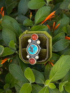 Kingman Turquoise & Red Jasper Ring Size 7.5