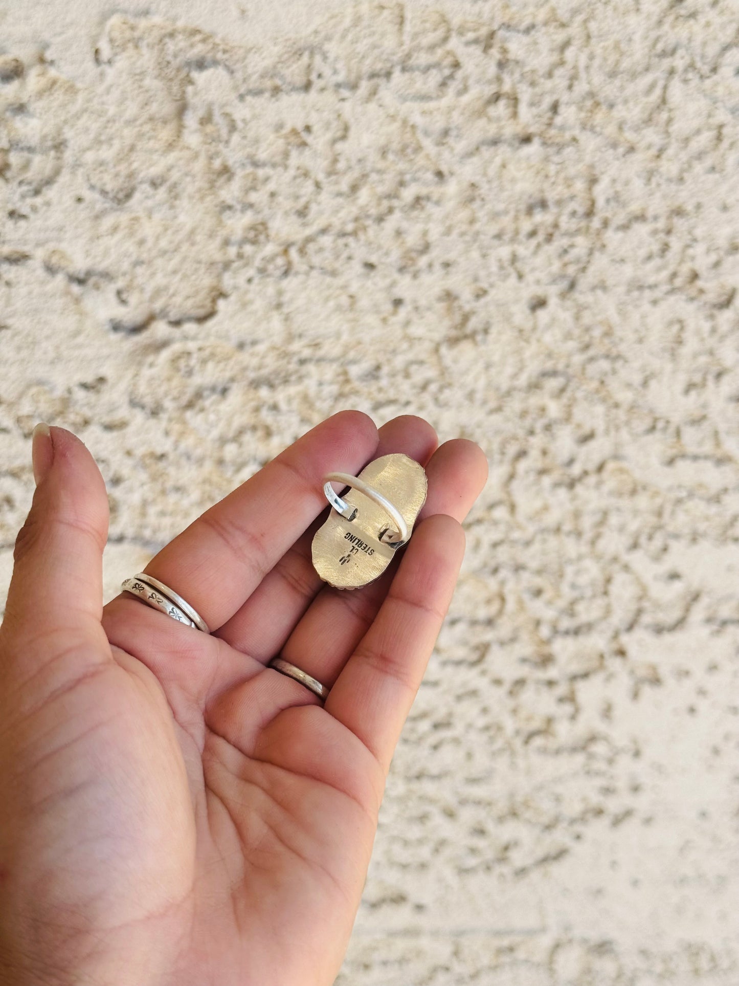 Sonoran Mountain & Pink Conch Ring Size 7.25