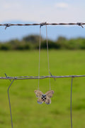 Checkered Butterfly Necklace