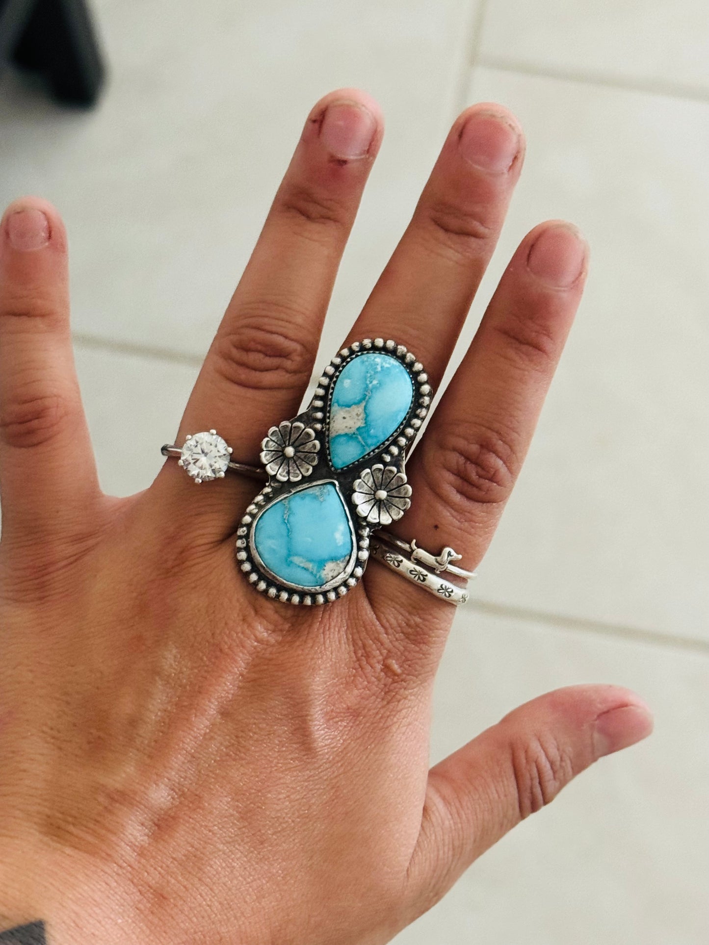 Blue Bird Turquoise Adjustable Ring