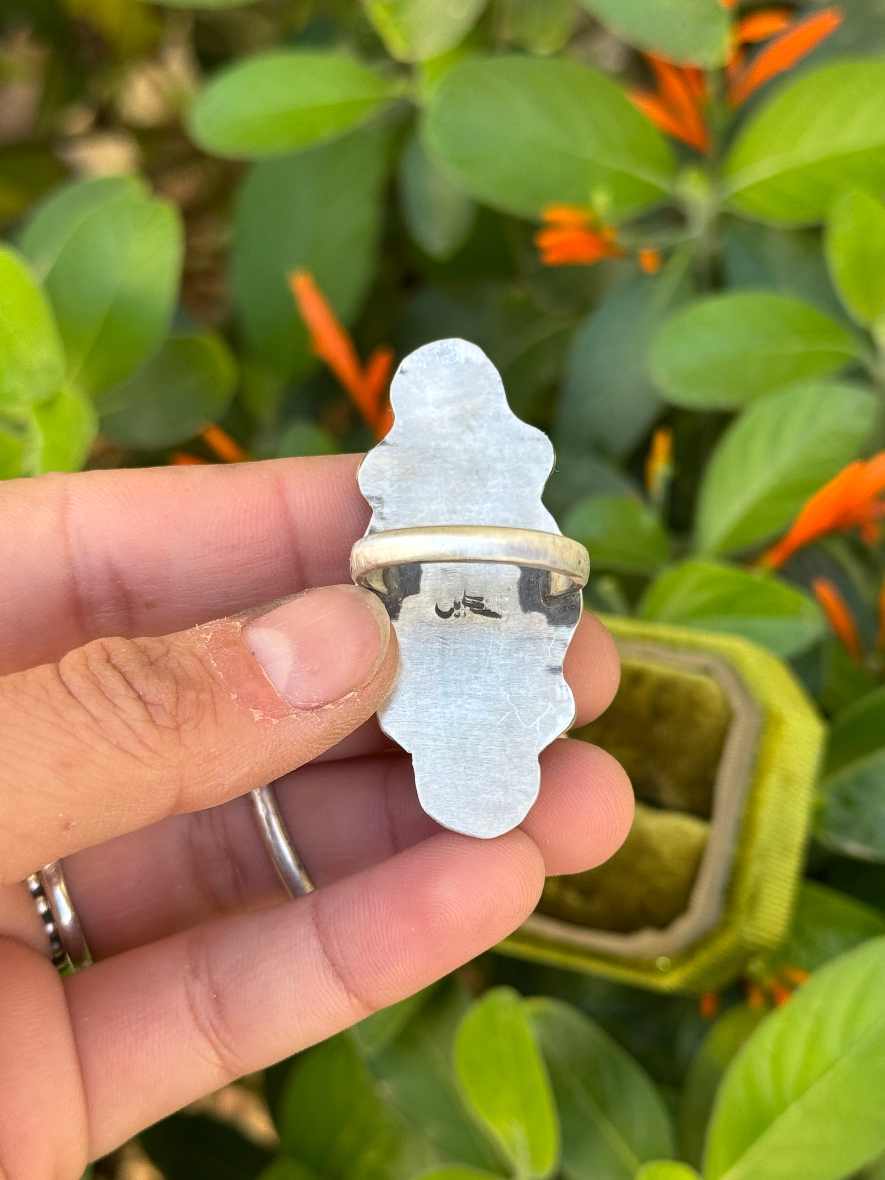 Kingman Turquoise & Red Jasper Ring Size 7.5