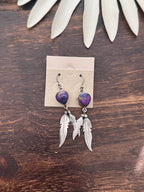 RESELL Southwest Purple Mohave Turquoise Dangle Heart Earrings