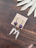 RESELL Southwest Purple Mohave Turquoise Dangle Heart Earrings