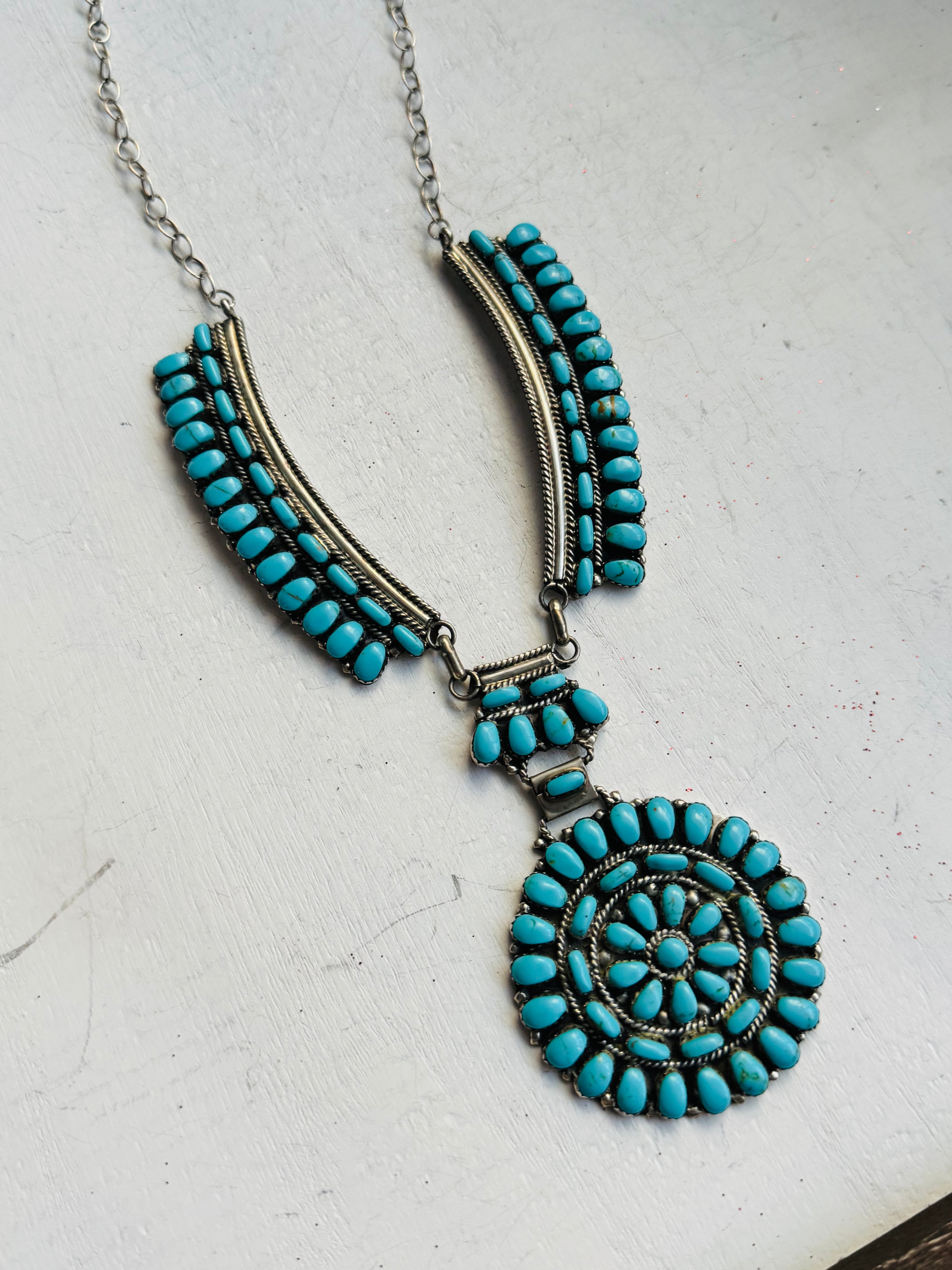 RESELL Kingman Turquoise Cluster Necklace