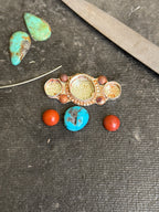 Kingman Turquoise & Red Jasper Ring Size 7.5