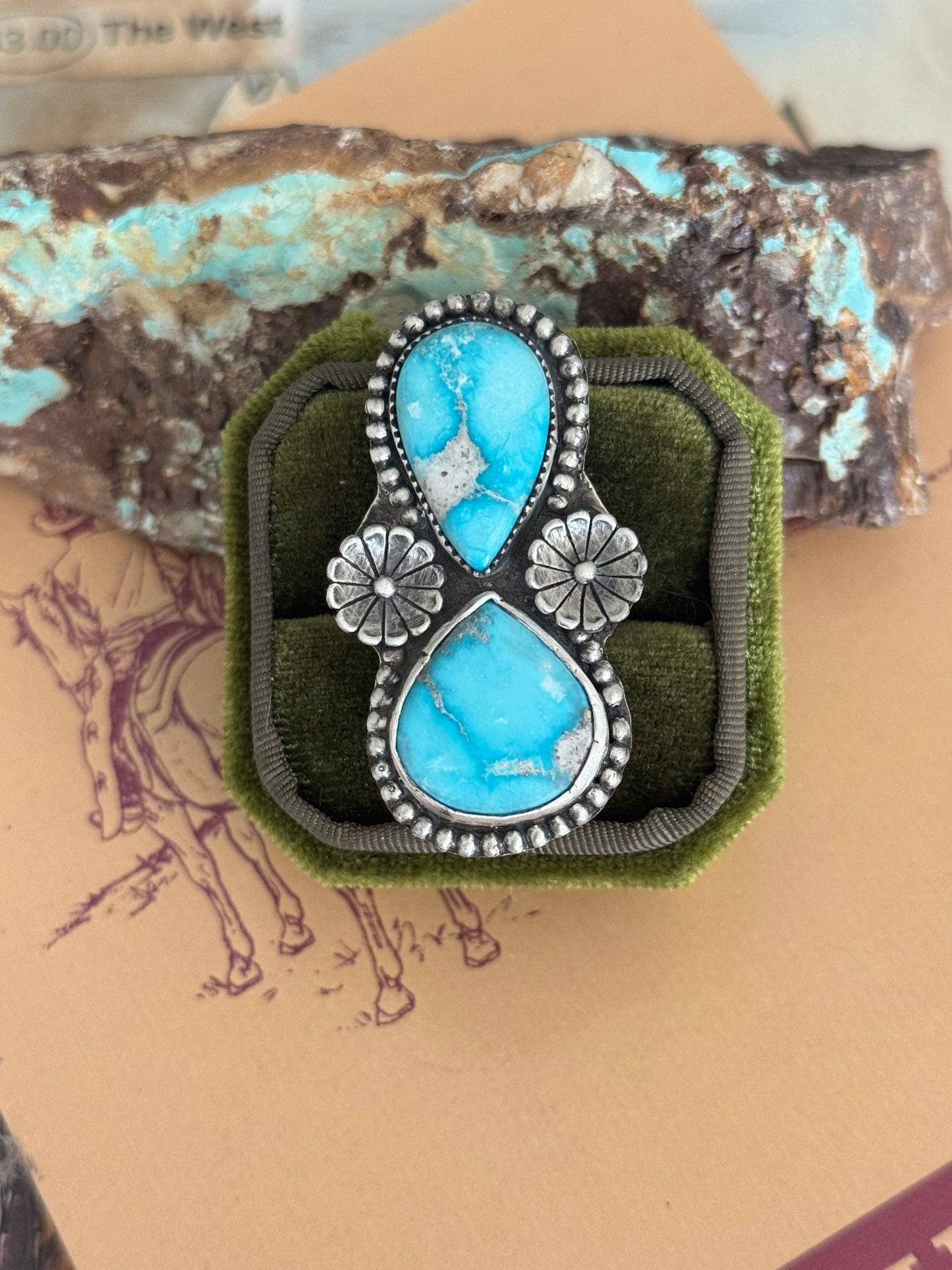Blue Bird Turquoise Adjustable Ring
