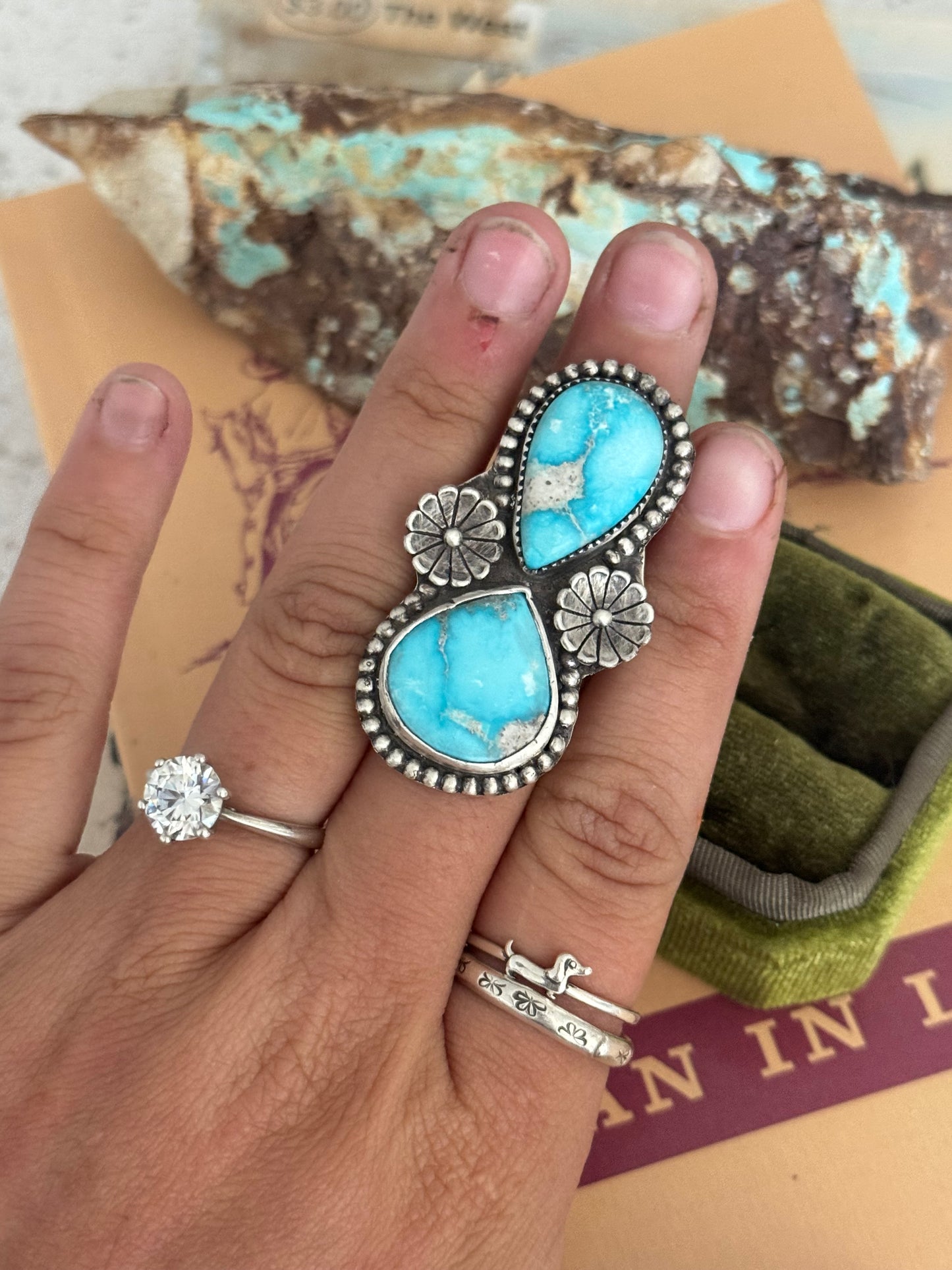 Blue Bird Turquoise Adjustable Ring